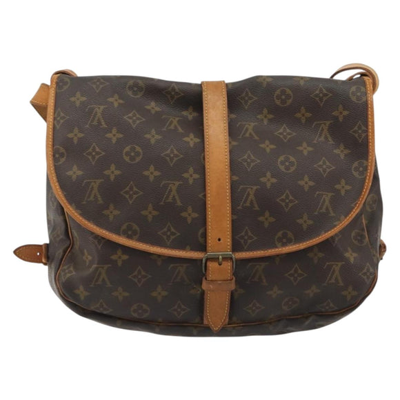LOUIS VUITTON Monogram Saumur 35 Shoulder Bag M42254 LV Auth 186580