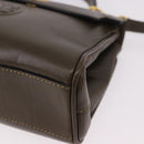 FENDI Hand Bag Leather 2way Khaki Gold Auth 186587A-16