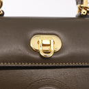 FENDI Hand Bag Leather 2way Khaki Gold Auth 186587A-19