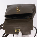 FENDI Hand Bag Leather 2way Khaki Gold Auth 186587A-21