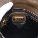 FENDI Hand Bag Leather 2way Khaki Gold Auth 186587A-22