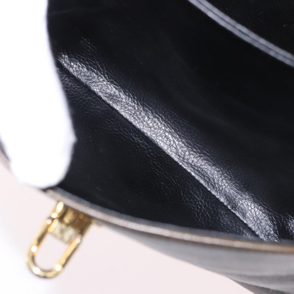 FENDI Hand Bag Leather 2way Khaki Gold Auth 186587A