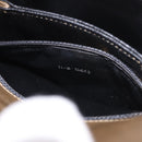 FENDI Hand Bag Leather 2way Khaki Gold Auth 186587A-11