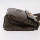 FENDI Hand Bag Leather 2way Khaki Gold Auth 186587A-3