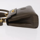 FENDI Hand Bag Leather 2way Khaki Gold Auth 186587A-4