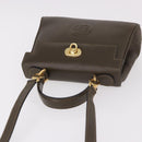 FENDI Hand Bag Leather 2way Khaki Gold Auth 186587A-6