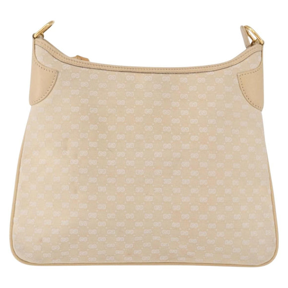 GUCCI Micro GG Canvas Bamboo Chain Shoulder Bag Ivory Gold Auth 186588