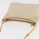 GUCCI Micro GG Canvas Bamboo Chain Shoulder Bag Ivory Gold Auth 186588-7