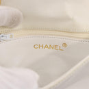 CHANEL Schoudertas met ketting Lamsleer Wit Goudkleurig CC Auth 186589A-18