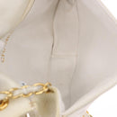 CHANEL Schoudertas met ketting Lamsleer Wit Goudkleurig CC Auth 186589A-11