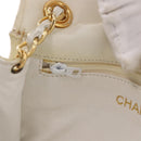 CHANEL Schoudertas met ketting Lamsleer Wit Goudkleurig CC Auth 186589A-21