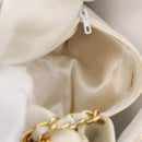 CHANEL Schoudertas met ketting Lamsleer Wit Goudkleurig CC Auth 186589A-22