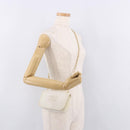 CHANEL Schoudertas met ketting Lamsleer Wit Goudkleurig CC Auth 186589A-23