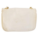 CHANEL Schoudertas met ketting Lamsleer Wit Goudkleurig CC Auth 186589A-2