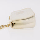CHANEL Schoudertas met ketting Lamsleer Wit Goudkleurig CC Auth 186589A-5