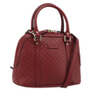 GUCCI GG Canvas Guccissima Hand Bag Leather 2way Red Gold 449654 Auth 186590A-1