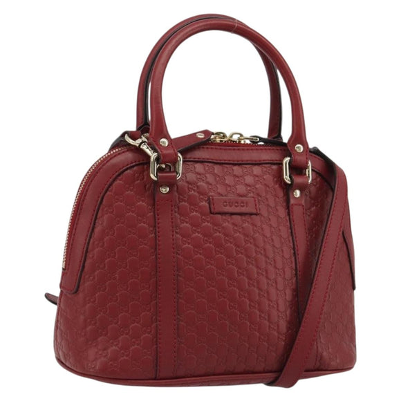 GUCCI GG Canvas Guccissima Hand Bag Leather 2way Red Gold 449654 Auth 186590A