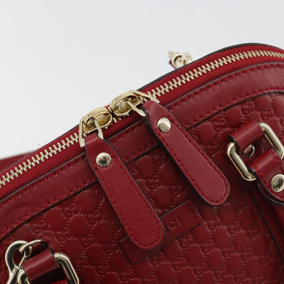 GUCCI GG Canvas Guccissima Hand Bag Leather 2way Red Gold 449654 Auth 186590A