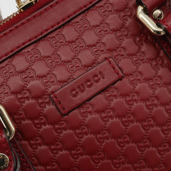 GUCCI GG Canvas Guccissima Hand Bag Leather 2way Red Gold 449654 Auth 186590A