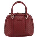 GUCCI GG Canvas Guccissima Hand Bag Leather 2way Red Gold 449654 Auth 186590A-2