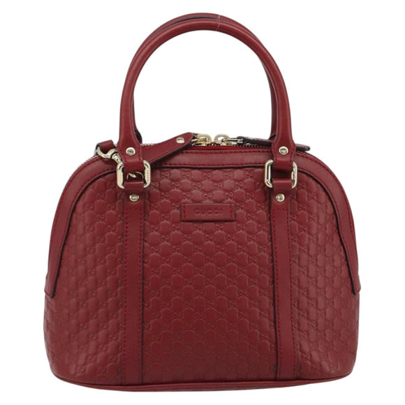 GUCCI GG Canvas Guccissima Hand Bag Leather 2way Red Gold 449654 Auth 186590A