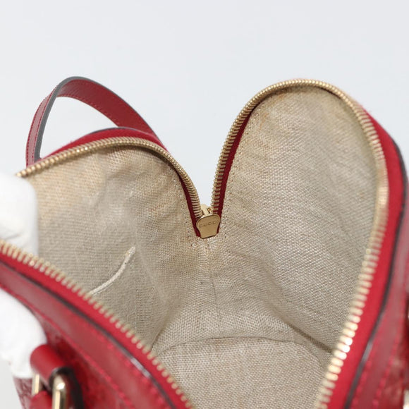 GUCCI GG Canvas Guccissima Hand Bag Leather 2way Red Gold 449654 Auth 186590A