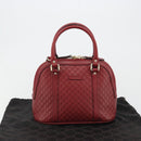 GUCCI GG Canvas Guccissima Hand Bag Leather 2way Red Gold 449654 Auth 186590A-25