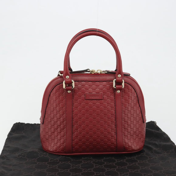 GUCCI GG Canvas Guccissima Hand Bag Leather 2way Red Gold 449654 Auth 186590A