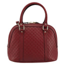 GUCCI GG Canvas Guccissima Hand Bag Leather 2way Red Gold 449654 Auth 186590A-3