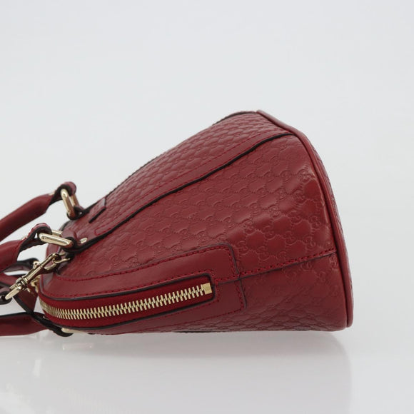 GUCCI GG Canvas Guccissima Hand Bag Leather 2way Red Gold 449654 Auth 186590A
