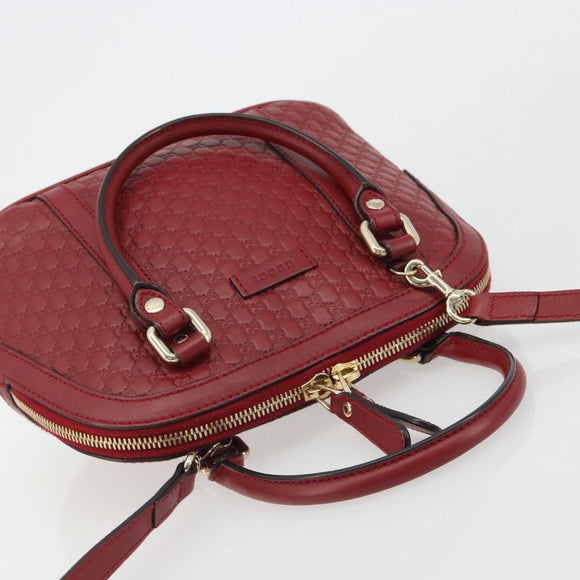GUCCI GG Canvas Guccissima Hand Bag Leather 2way Red Gold 449654 Auth 186590A