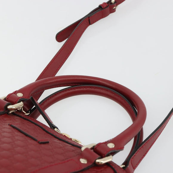 GUCCI GG Canvas Guccissima Hand Bag Leather 2way Red Gold 449654 Auth 186590A