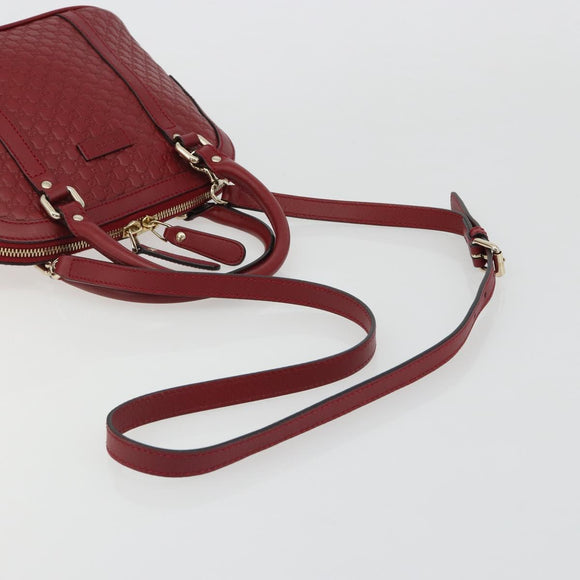 GUCCI GG Canvas Guccissima Hand Bag Leather 2way Red Gold 449654 Auth 186590A