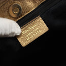Salvatore Ferragamo Gancini Hand Bag Canvas Blue Gold Auth 186591-12
