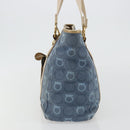 Salvatore Ferragamo Gancini Hand Bag Canvas Blue Gold Auth 186591-3