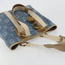 Salvatore Ferragamo Gancini Hand Bag Canvas Blue Gold Auth 186591-6