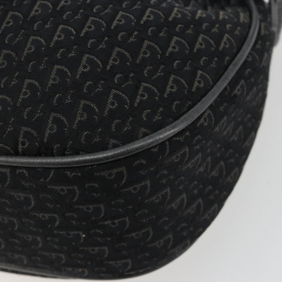 Christian Dior Trotter Canvas Shoulder Bag Black Silver Auth 186592A