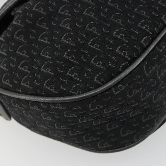 Christian Dior Trotter Canvas Shoulder Bag Black Silver Auth 186592A