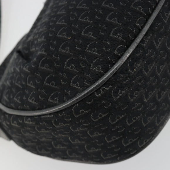 Christian Dior Trotter Canvas Shoulder Bag Black Silver Auth 186592A