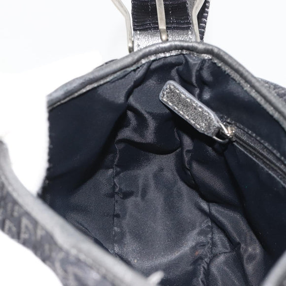 Christian Dior Trotter Canvas Shoulder Bag Black Silver Auth 186592A