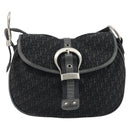 Christian Dior Trotter Canvas Shoulder Bag Black Silver Auth 186592A-13