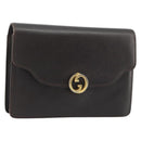 GUCCI Clutch Bag Leather Brown Gold Auth 186593-1