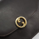 GUCCI Clutch Bag Leather Brown Gold Auth 186593-17