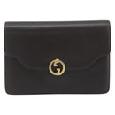 GUCCI Clutch Bag Leather Brown Gold Auth 186593-13