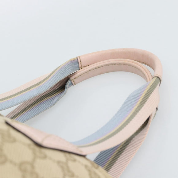 GUCCI GG Canvas Hand Bag Beige Gold 131228 Auth 186594