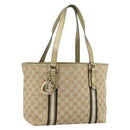 GUCCI GG Canvas Sherry Line Hand Bag Beige Gold 137396 Auth 186595-1