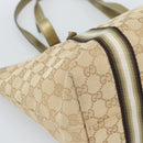 GUCCI GG Canvas Sherry Line Hand Bag Beige Gold 137396 Auth 186595-14