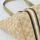 GUCCI GG Canvas Sherry Line Hand Bag Beige Gold 137396 Auth 186595-16