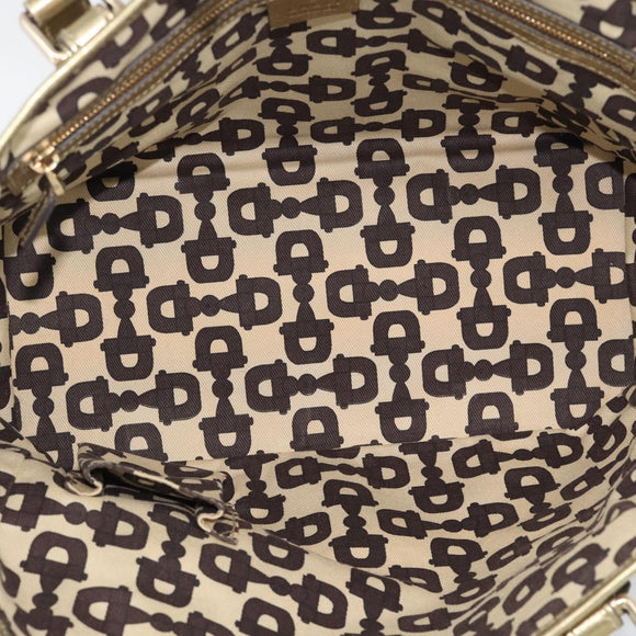 GUCCI GG Canvas Sherry Line Hand Bag Beige Gold 137396 Auth 186595