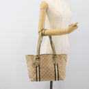 GUCCI GG Canvas Sherry Line Hand Bag Beige Gold 137396 Auth 186595-22